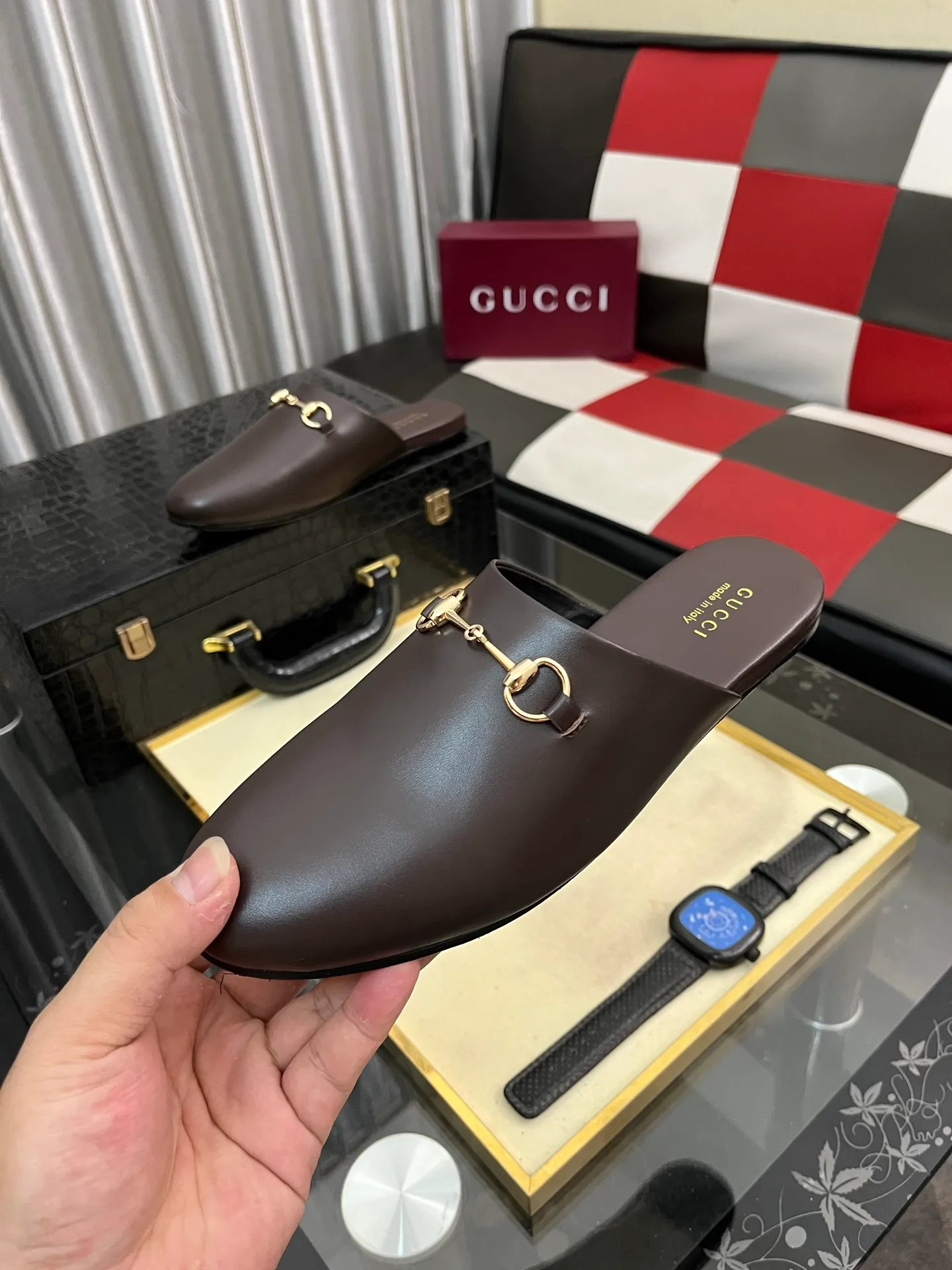 Men's shoes 💰480⌚️⌚️[Gucci] 2024 new season half-slip men's shoes, made of Italian imported first-layer frosted cowhide➕sheepskin lining, original hardware buckle, original combination wear-resistant outsole, real shot 🎬 Very comfortable on the feet, size 36-44